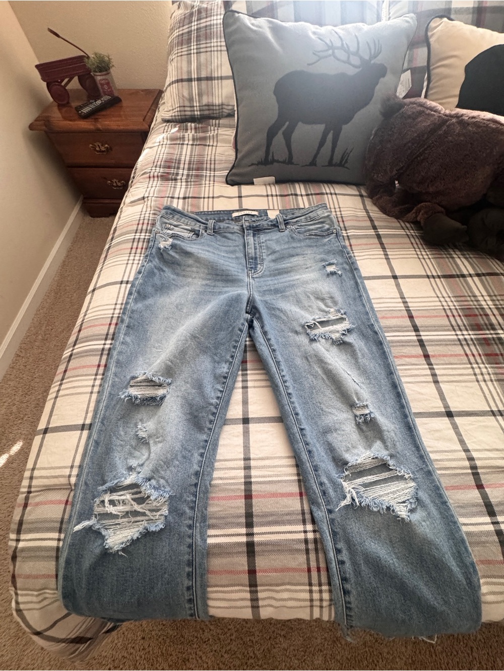 eunina Light Blue Distressed Boyfriend Jeans